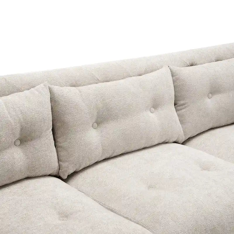 Modern Upholstered 3-Seater Tufted Sofa Couch for Living Room