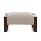 Pouf moderno imbottito beige, versatile e compatto