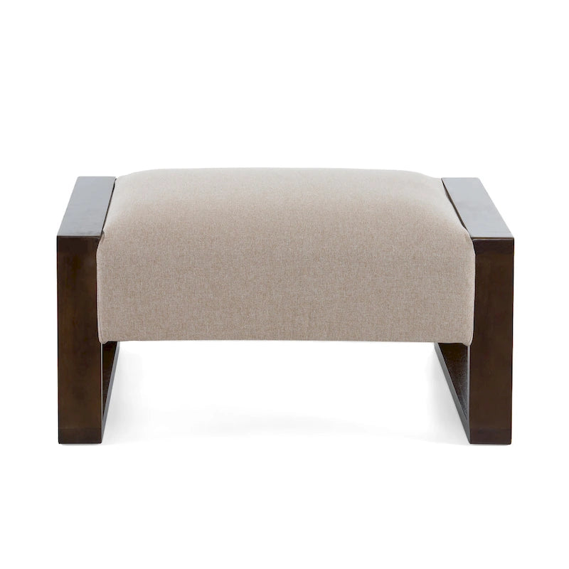 Modern Beige Upholstered Ottoman for Compact Versatility