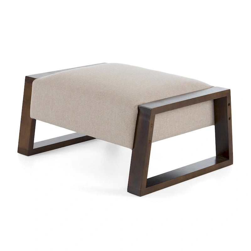 Modern Beige Upholstered Ottoman for Compact Versatility