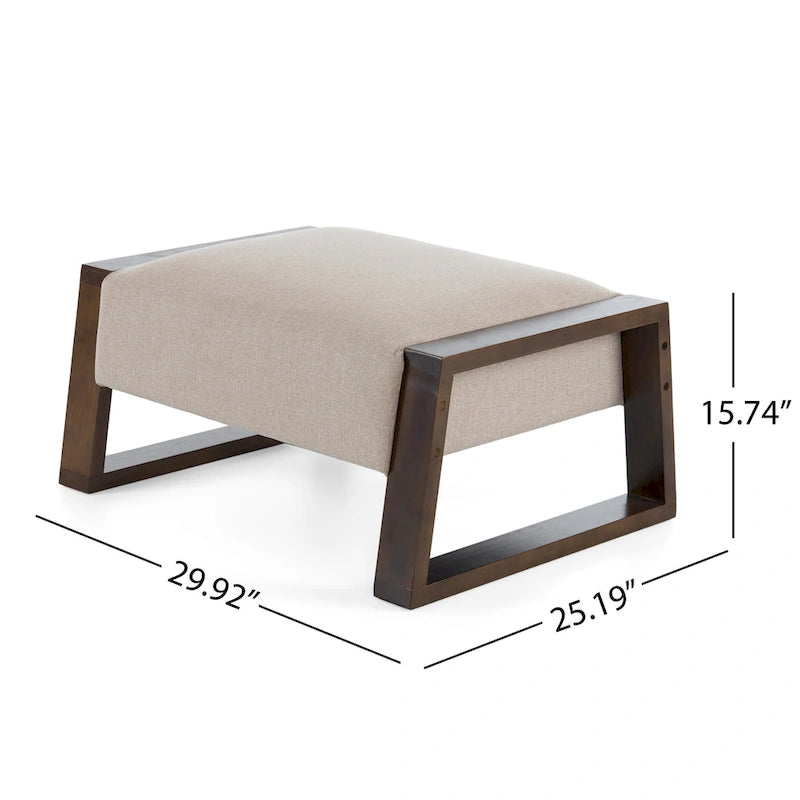 Modern Beige Upholstered Ottoman for Compact Versatility