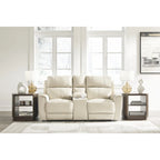 Signature Design by Ashley Dahlmoore Beige Power Reclining Loveseat with Console - 76 W x 42 D x 40 H
