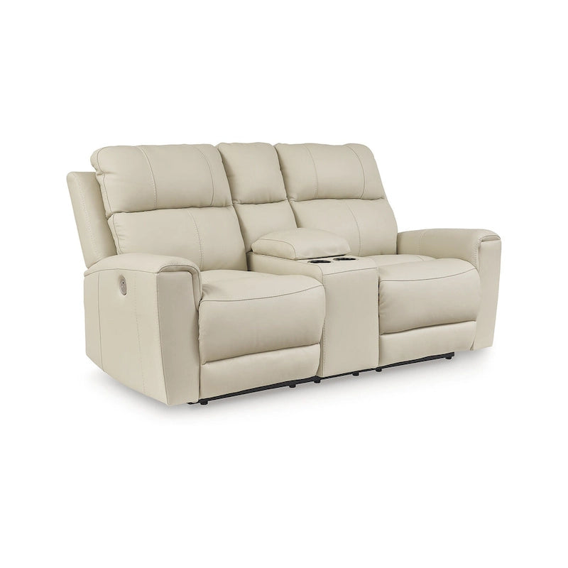 Beige Power Reclining Loveseat with Console - 76 W x 42 D x 40 H