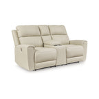 Beige Power Reclining Loveseat with Console - 76 W x 42 D x 40 H