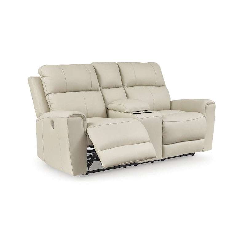 Beige Power Reclining Loveseat with Console - 76 W x 42 D x 40 H