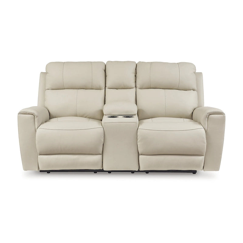 Beige Power Reclining Loveseat with Console - 76 W x 42 D x 40 H