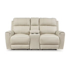 Beige Power Reclining Loveseat with Console - 76 W x 42 D x 40 H