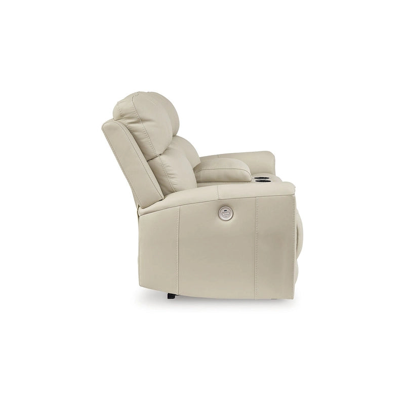 Beige Power Reclining Loveseat with Console - 76 W x 42 D x 40 H