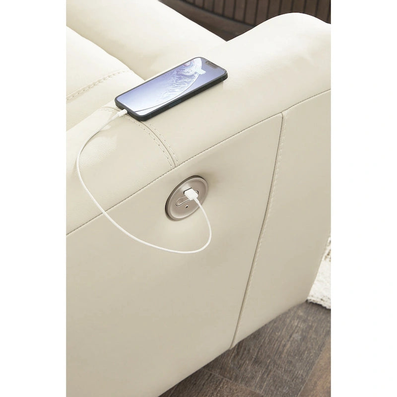 Beige Power Reclining Loveseat with Console - 76 W x 42 D x 40 H