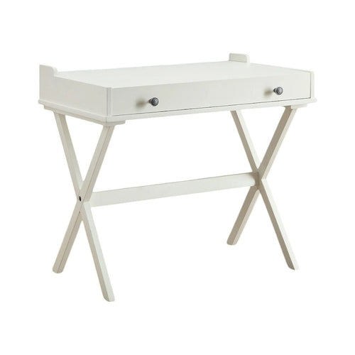 Scrittoio in legno bianco anticato con piano ribaltabile