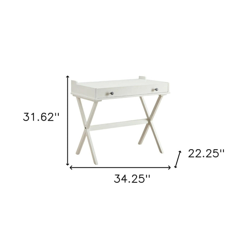 Antiqued White Wood Flip Top Desk