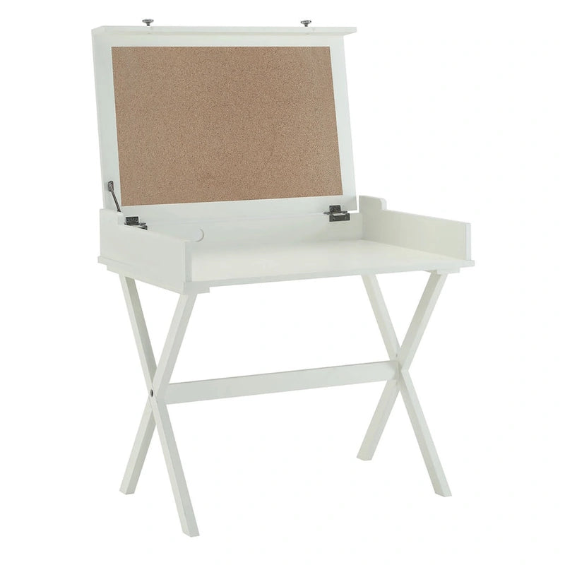 Antiqued White Wood Flip Top Desk