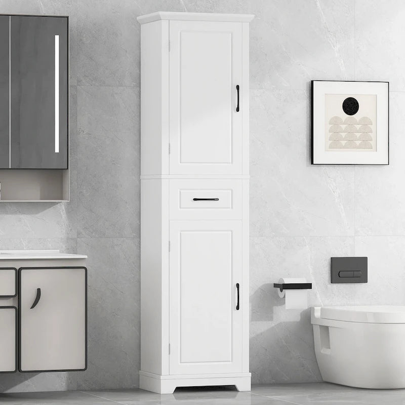 Freestanding Bathroom Cabinet with 2 Doors, Adjustable Shelves & Door Storage,Tall Bathroom Organizer