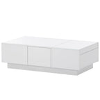 Moderner stilvoller Couchtisch, ausziehbarer Couchtisch mit 2 großen Stauraumfächern und 2 Schubladen für das Wohnzimmer