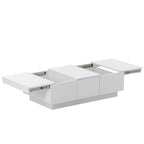 Moderner stilvoller Couchtisch, ausziehbarer Couchtisch mit 2 großen Stauraumfächern und 2 Schubladen für das Wohnzimmer