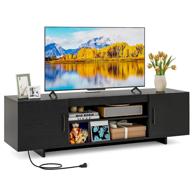 TV Stand for 70 TVs Modern Entertain Center with Power Outlet