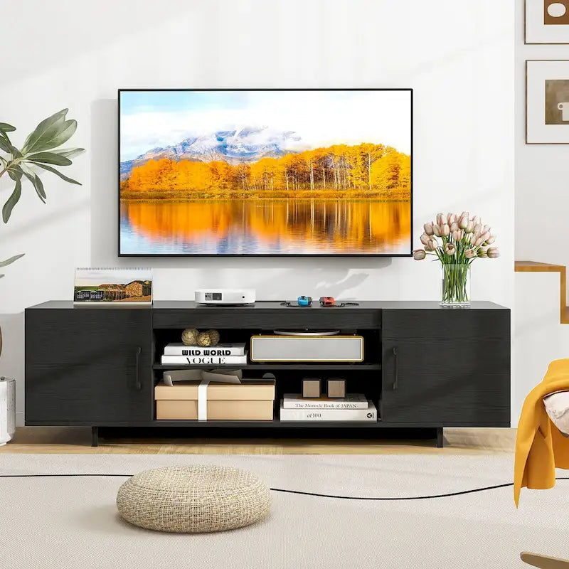TV Stand for 70 TVs Modern Entertain Center with Power Outlet
