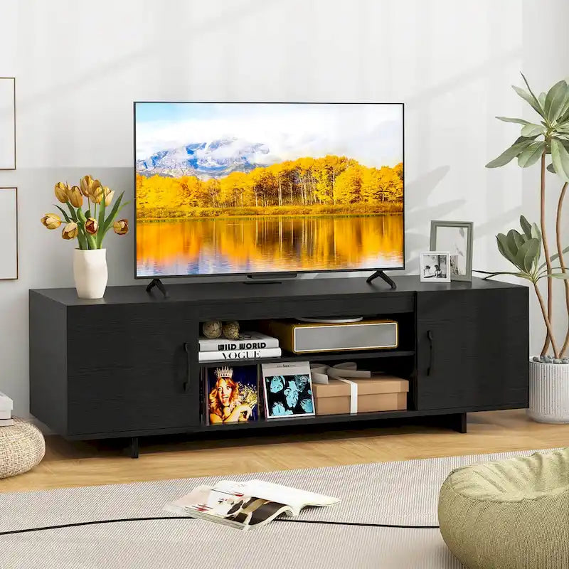 TV Stand for 70 TVs Modern Entertain Center with Power Outlet