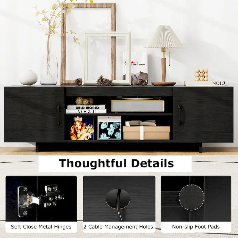 TV Stand for 70 TVs Modern Entertain Center with Power Outlet