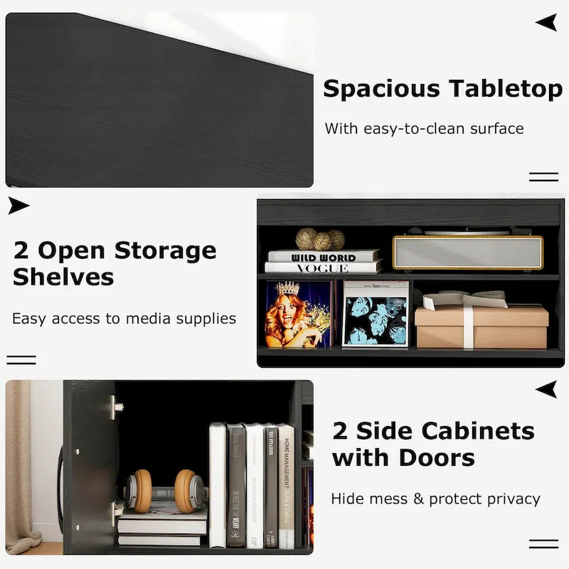 TV Stand for 70 TVs Modern Entertain Center with Power Outlet