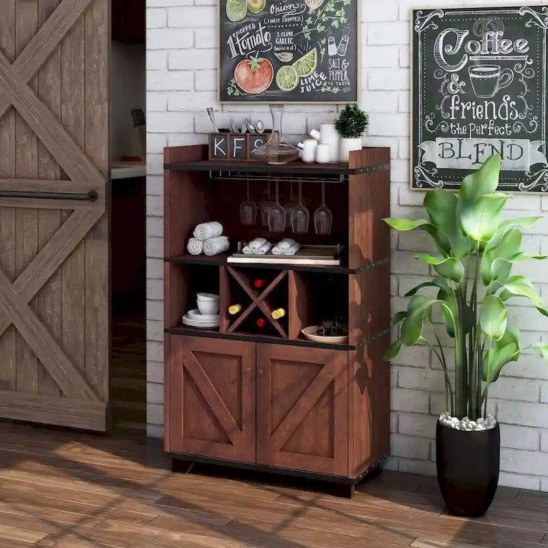 Credenza rustica con 6 ripiani per vino