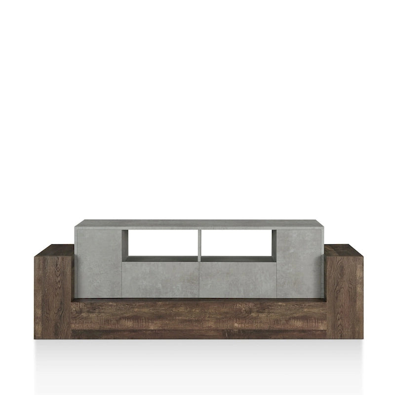 Industrial Oak and Light Grey 71-inch 4-Shelf TV Console