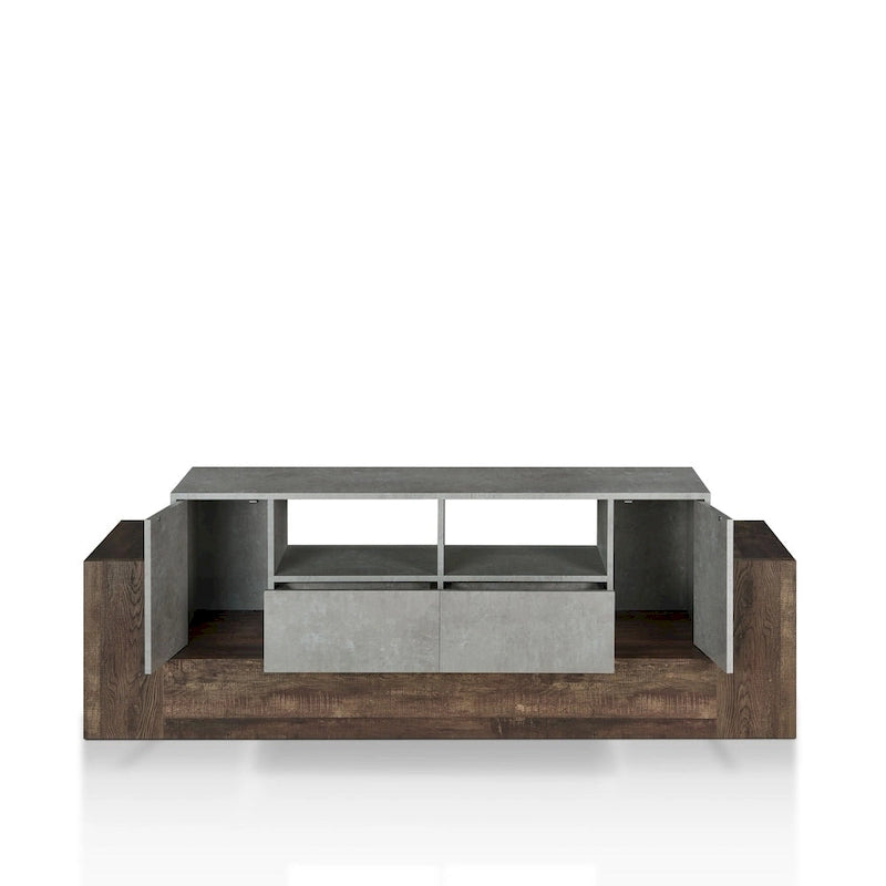 Industrial Oak and Light Grey 71-inch 4-Shelf TV Console