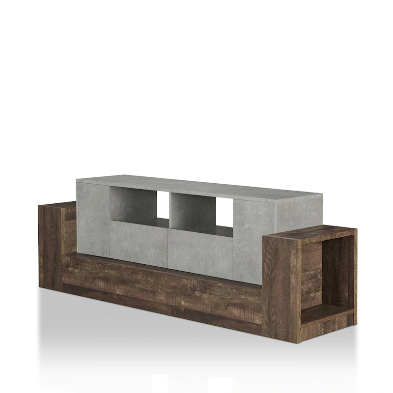 Industrial Oak and Light Grey 71-inch 4-Shelf TV Console