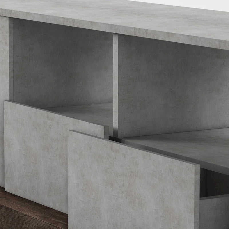 Industrial Oak and Light Grey 71-inch 4-Shelf TV Console