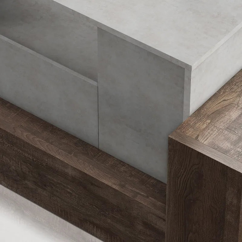 Industrial Oak and Light Grey 71-inch 4-Shelf TV Console