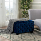 Modern Glam Button Tufted Velvet Ottoman