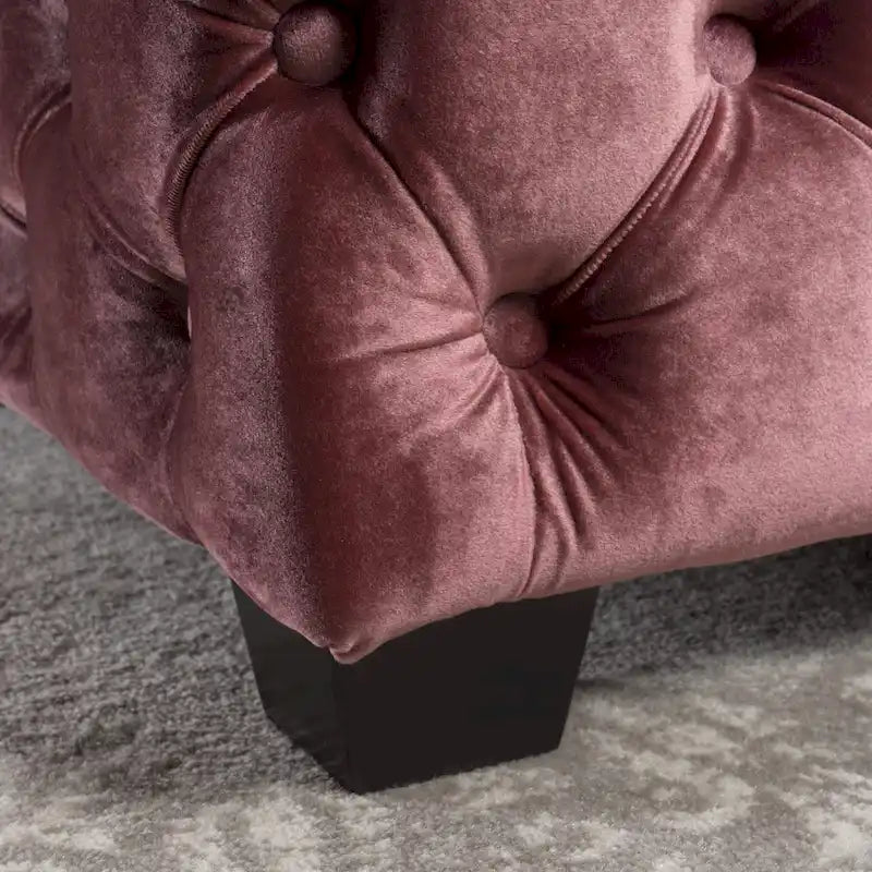 Modern Glam Button Tufted Velvet Ottoman
