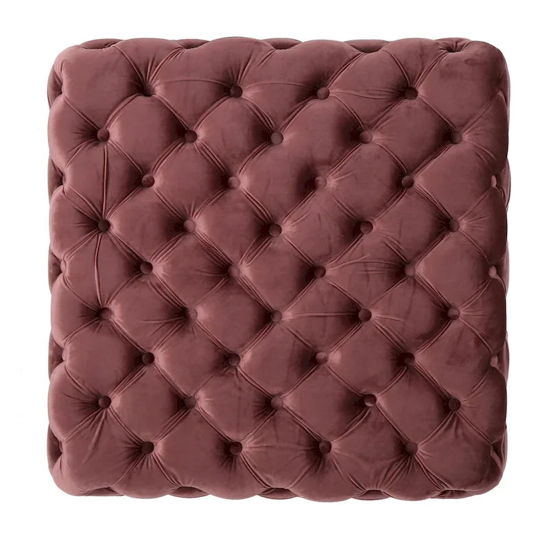 Modern Glam Button Tufted Velvet Ottoman