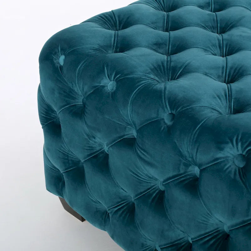 Modern Glam Button Tufted Velvet Ottoman