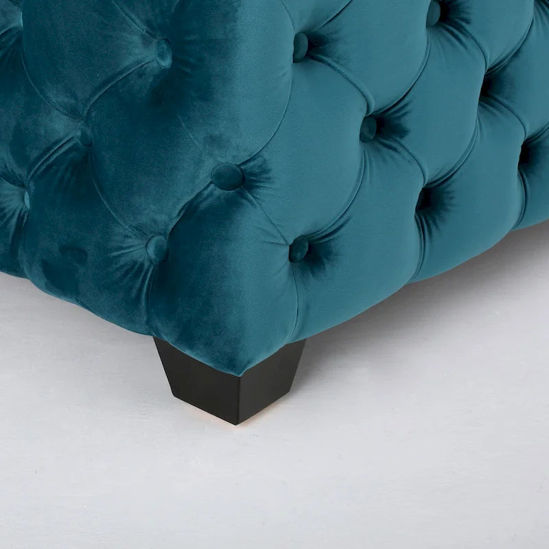 Modern Glam Button Tufted Velvet Ottoman