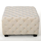 Modern Glam Button Tufted Velvet Ottoman
