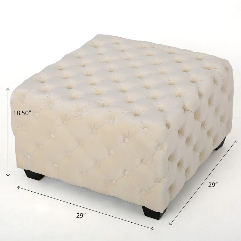 Modern Glam Button Tufted Velvet Ottoman