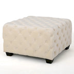 Modern Glam Button Tufted Velvet Ottoman