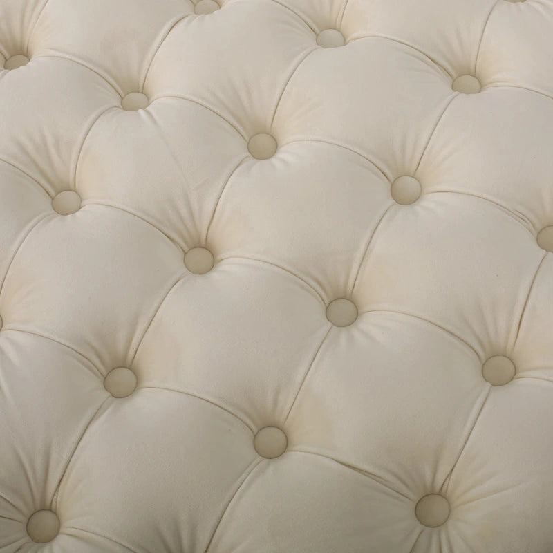 Modern Glam Button Tufted Velvet Ottoman