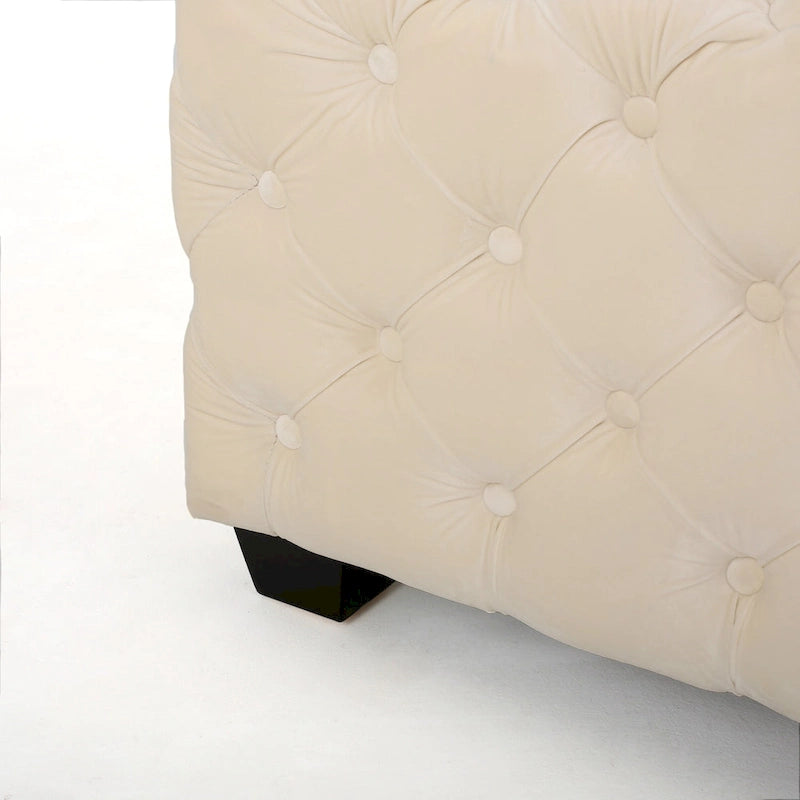 Modern Glam Button Tufted Velvet Ottoman