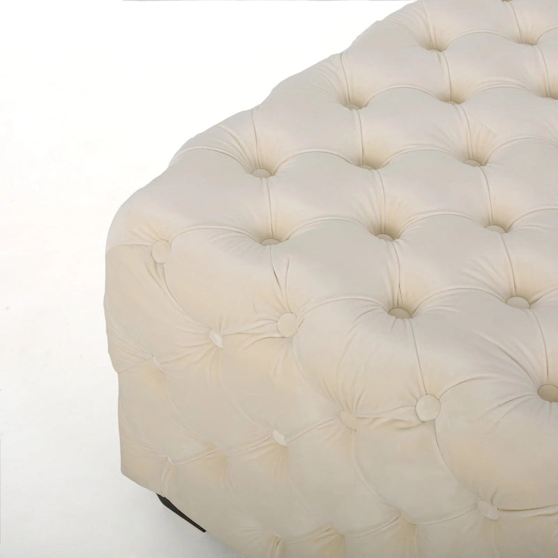 Modern Glam Button Tufted Velvet Ottoman