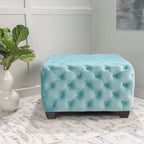 Modern Glam Button Tufted Velvet Ottoman