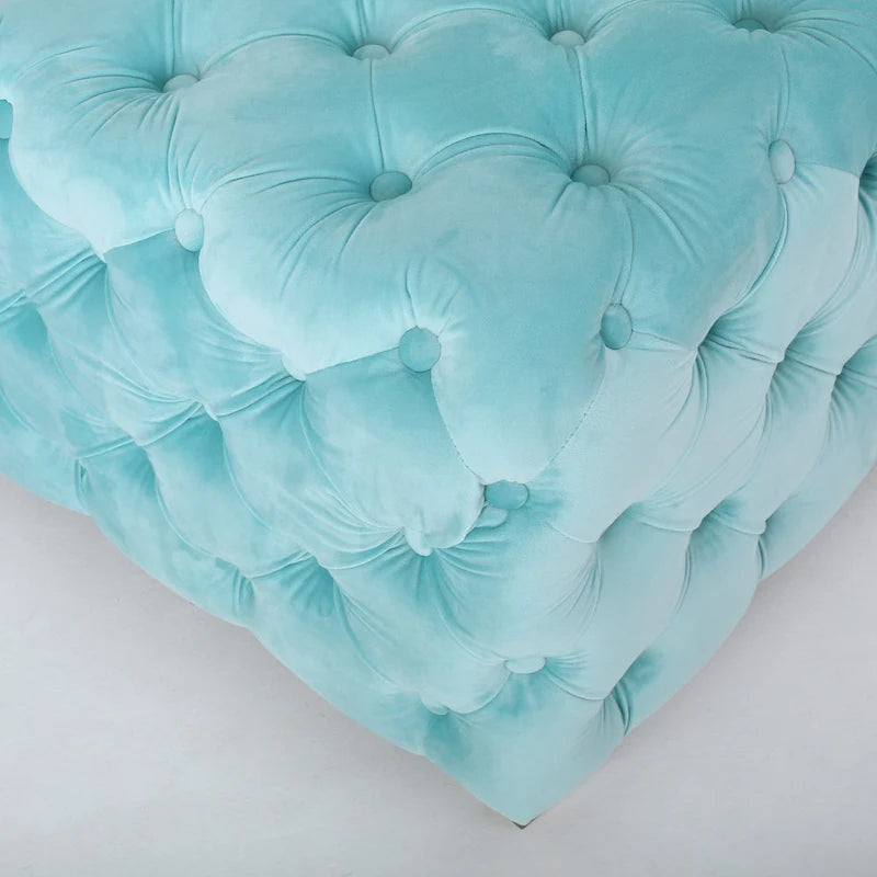 Modern Glam Button Tufted Velvet Ottoman