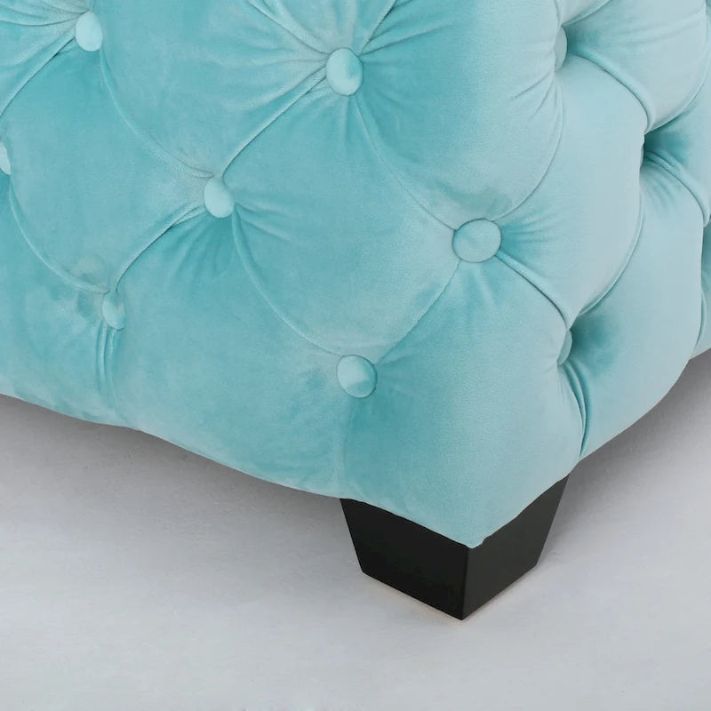 Modern Glam Button Tufted Velvet Ottoman