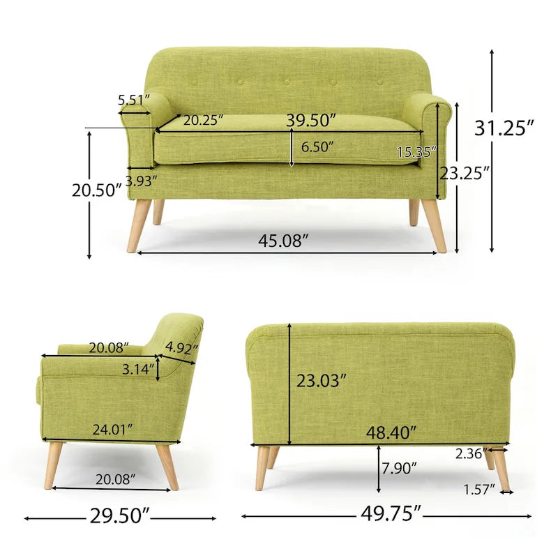 Mid-Century Fabric Loveseat