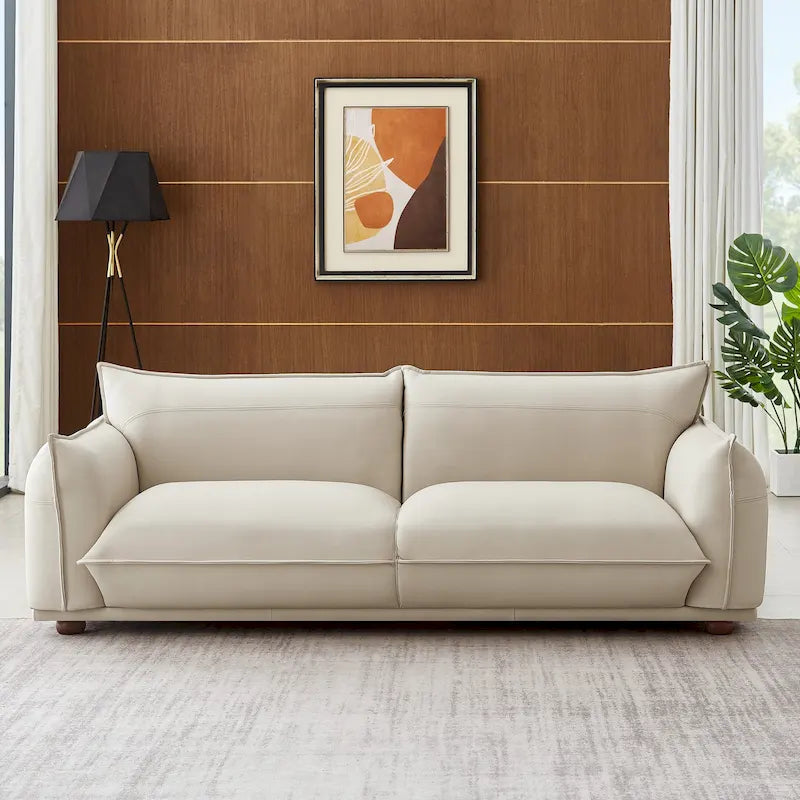 Mid-Century Modern Luxury Genuine Leather Couch