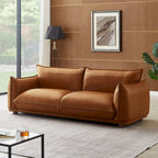 Luxe bank van echt leer in mid-century-moderne stijl