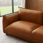 Luxe bank van echt leer in mid-century-moderne stijl