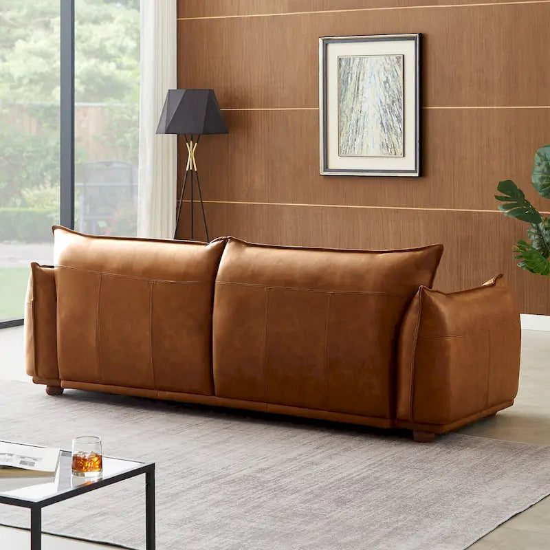 Mid-Century Modern Luxury Genuine Leather Couch