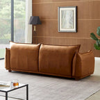 Luxe bank van echt leer in mid-century-moderne stijl